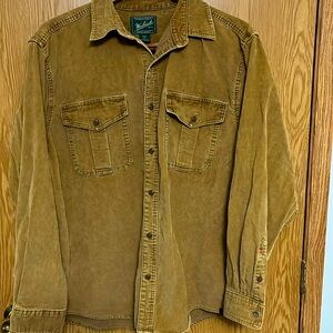 Woolrich Men's Corduroy Shirt 2XL Golden Brown Work Utility